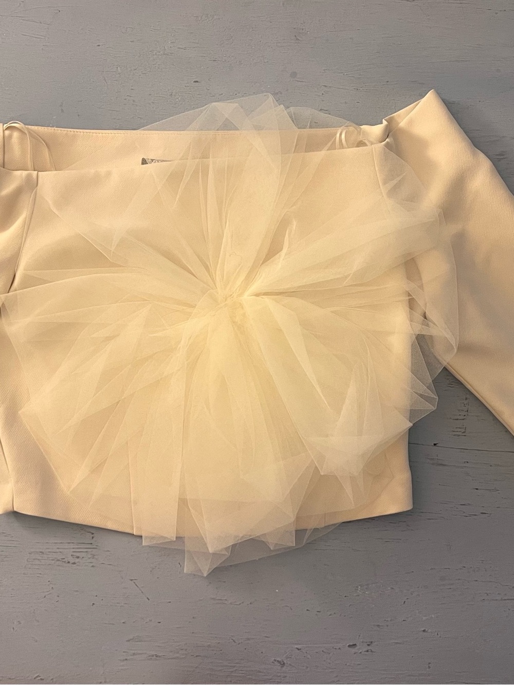 Zara Cream Mini Skirt with Tulle Bow Accent